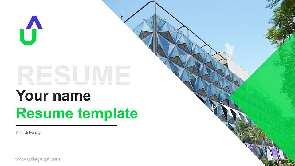 Atria University Resume PPT Template16:9 ratio PPT effect preview image