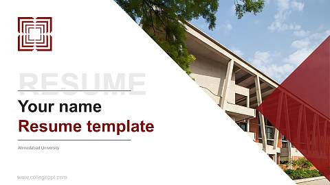 Ahmedabad University Resume PPT Template