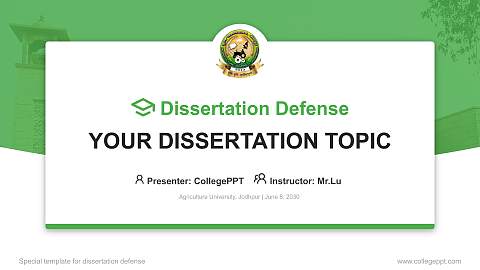 Agriculture University, Jodhpur Graduation Thesis Defense PPT Template