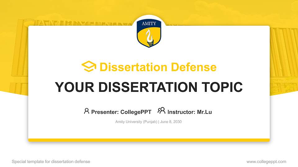Amity University (Punjab) Graduation Thesis Defense PPT Template16:9 ratio PPT effect preview image