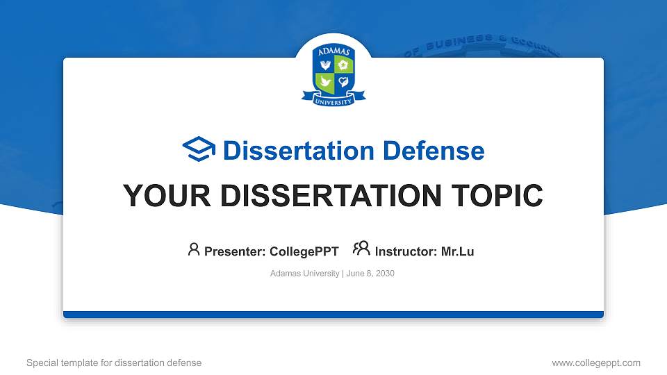 Adamas University Graduation Thesis Defense PPT Template16:9 ratio PPT effect preview image