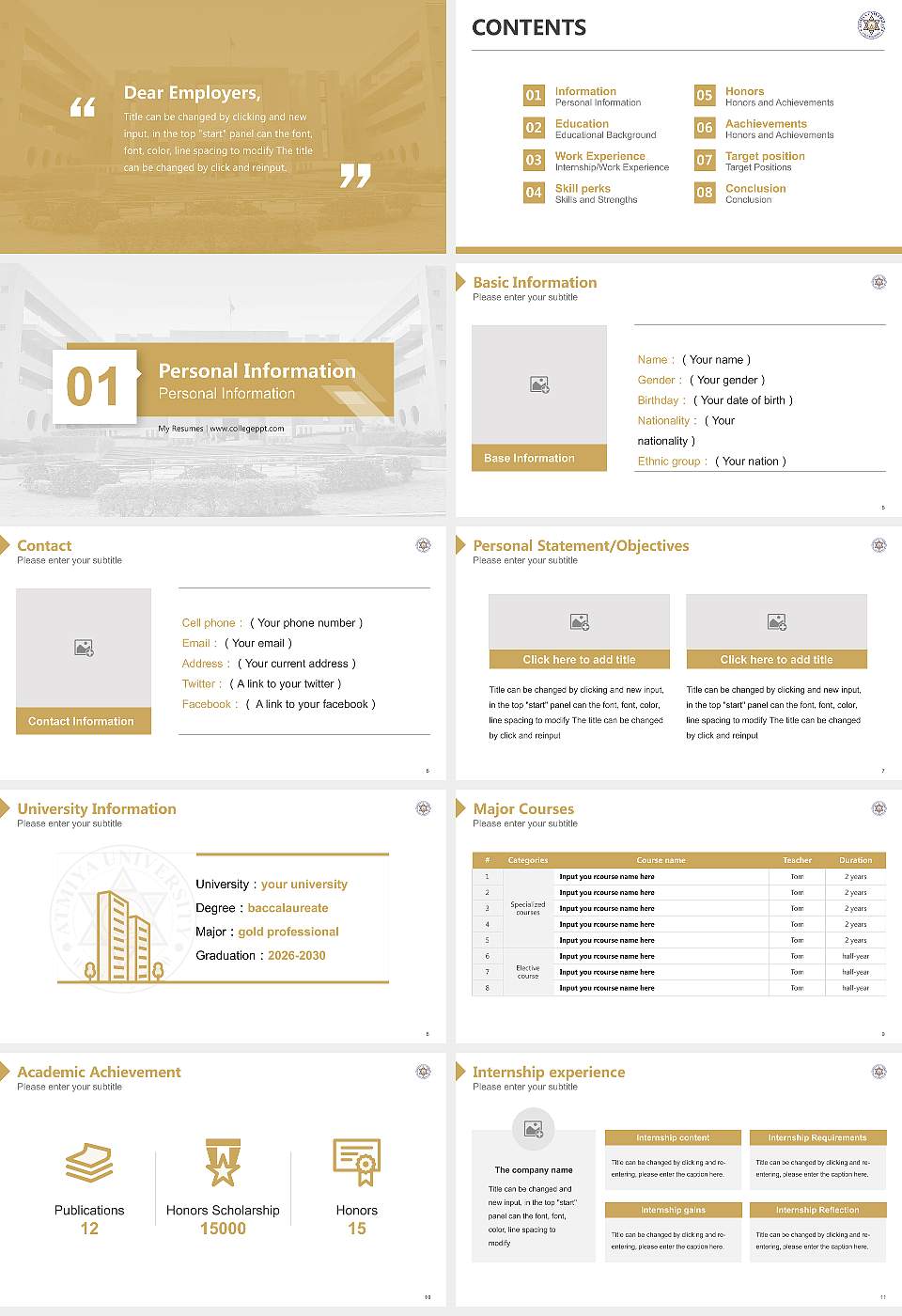 Atmiya University Resume PPT Template16:9 ratio PPT effect preview image2