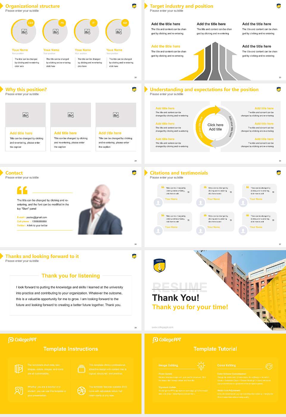 Amity University Noida Resume PPT Template16:9 ratio PPT effect preview image4