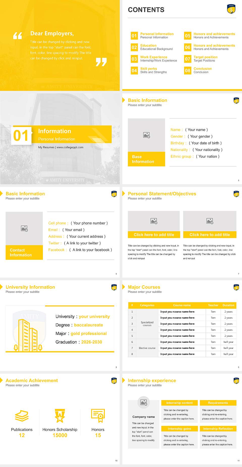 Amity University, Patna Resume PPT Template4:3 ratio PPT effect preview image2