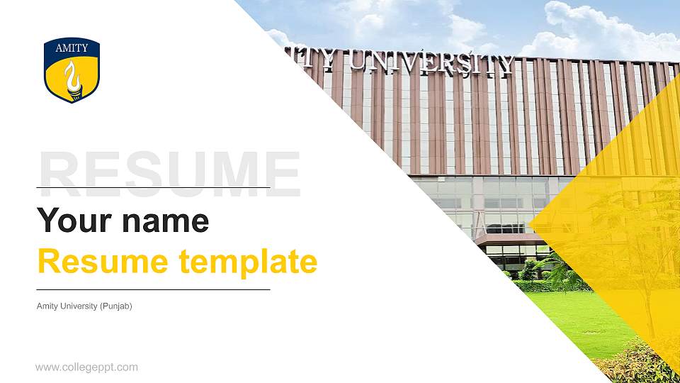 Amity University (Punjab) Resume PPT Template16:9 ratio PPT effect preview image