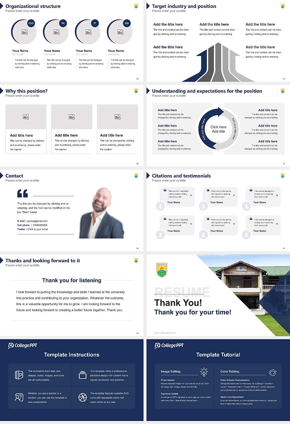 Apex Professional University Resume PPT Template16:9 ratio PPT effect preview image4