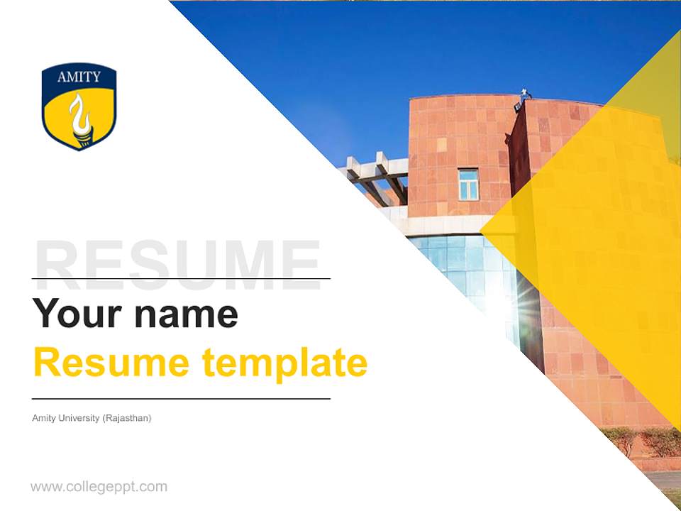 Amity University (Rajasthan) Resume PPT Template4:3 ratio PPT effect preview image5