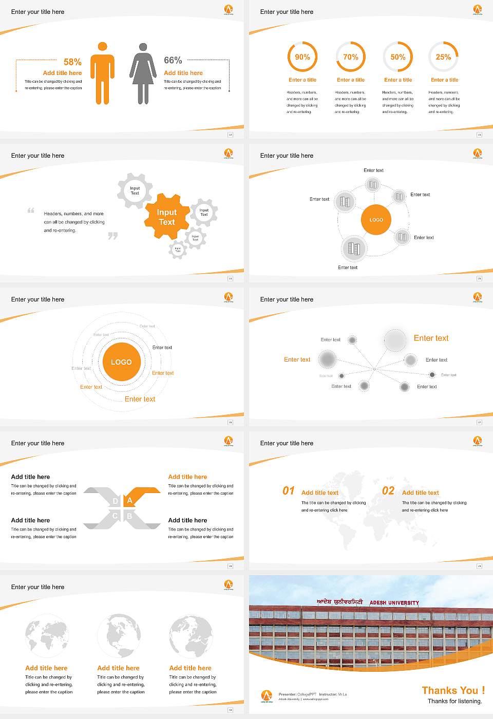 Adesh University Course/Courseware Creation PPT Template16:9 ratio PPT effect preview image4