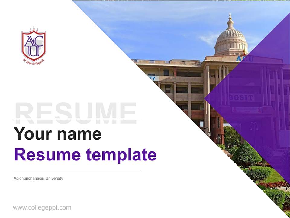 Adichunchanagiri University Resume PPT Template4:3 ratio PPT effect preview image5
