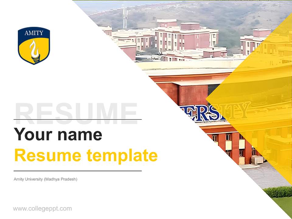 Amity University (Madhya Pradesh) Resume PPT Template4:3 ratio PPT effect preview image5