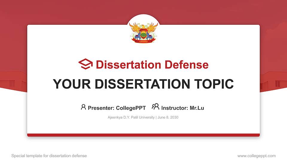 Ajeenkya D.Y. Patil University Graduation Thesis Defense PPT Template16:9 ratio PPT effect preview image