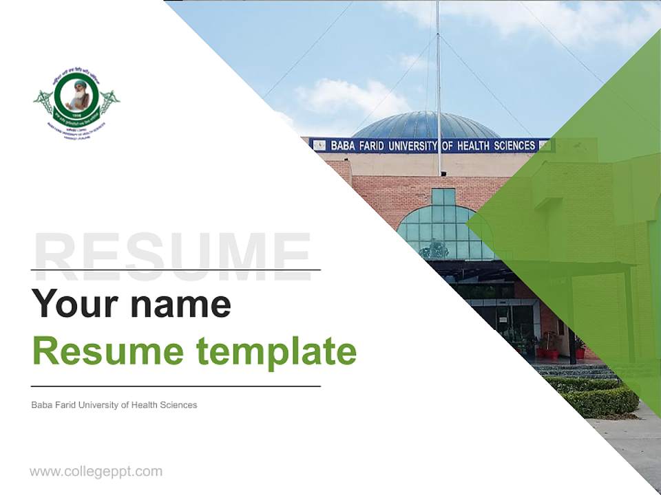 Baba Farid University of Health Sciences Resume PPT Template4:3 ratio PPT effect preview image5