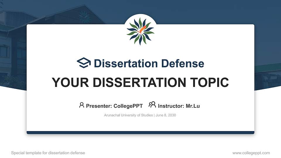 Arunachal University of Studies Graduation Thesis Defense PPT Template16:9 ratio PPT effect preview image
