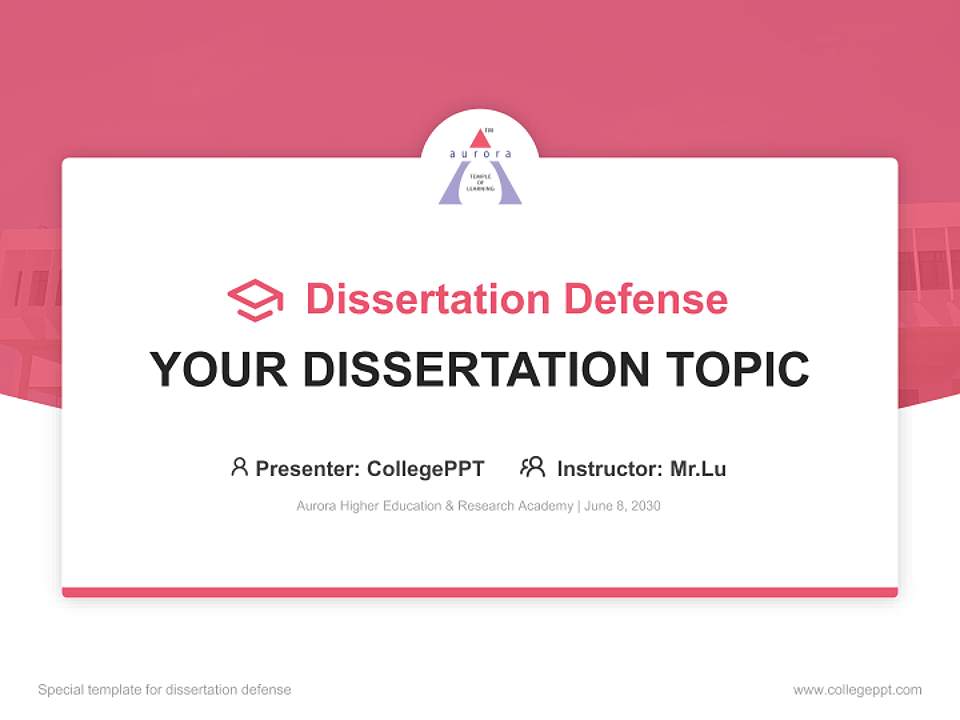 Aurora Higher Education & Research Academy Graduation Thesis Defense PPT Template4:3 ratio PPT effect preview image7