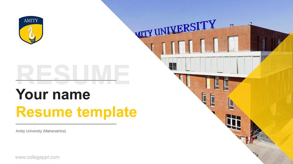 Amity University (Maharashtra) Resume PPT Template16:9 ratio PPT effect preview image