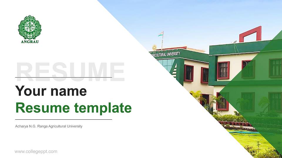 Acharya N.G. Ranga Agricultural University Resume PPT Template16:9 ratio PPT effect preview image1