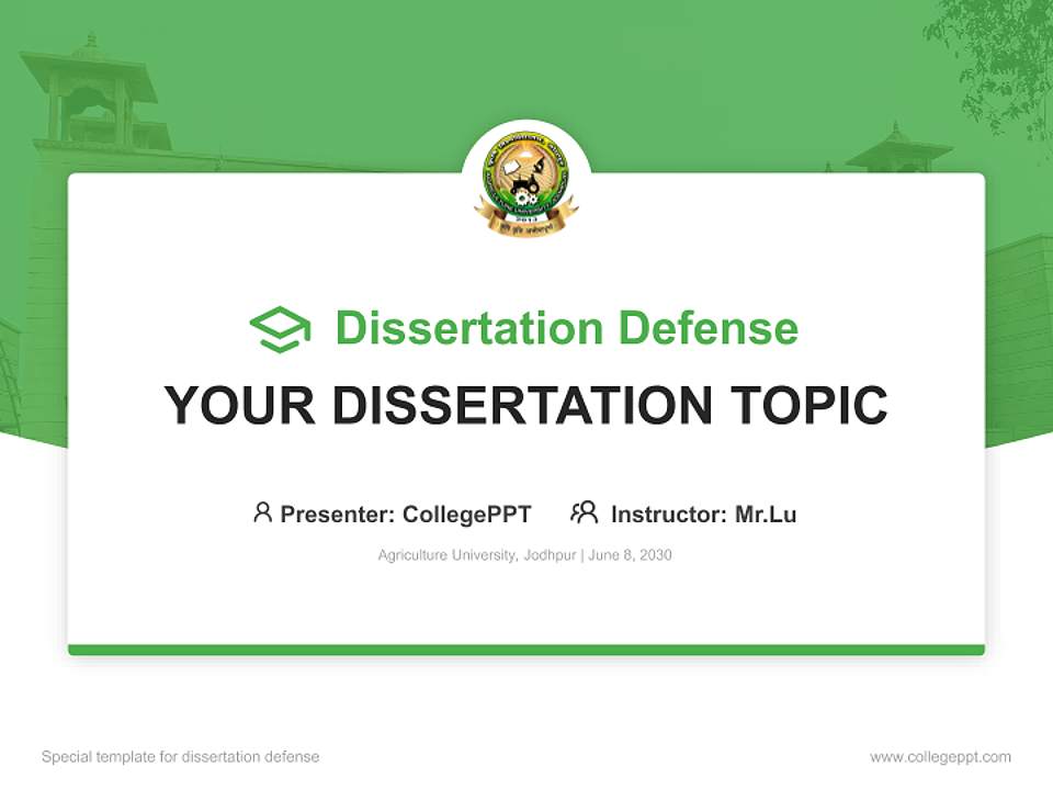 Agriculture University, Jodhpur Graduation Thesis Defense PPT Template4:3 ratio PPT effect preview image7