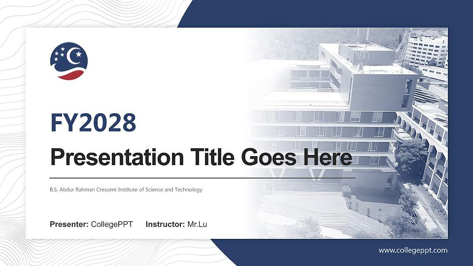 B.S. Abdur Rahman Crescent Institute of Science and Technology Academic Presentation/Research Findings Report PPT Template16:9 ratio PPT effect preview image