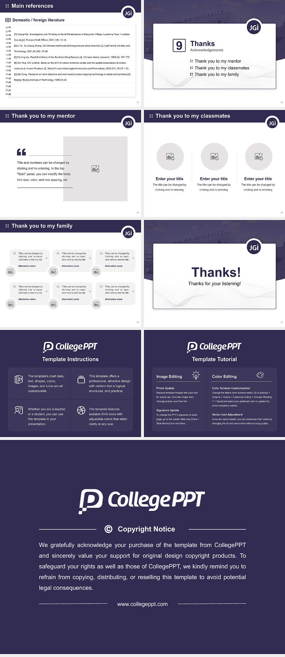 ARKA Jain University Graduation Thesis Defense PPT Template4:3 ratio PPT effect preview image7