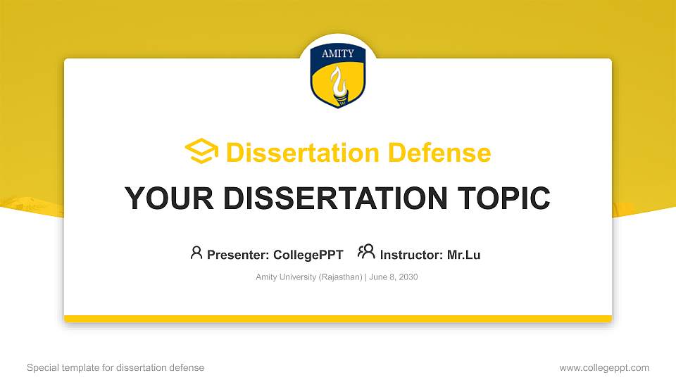 Amity University (Rajasthan) Graduation Thesis Defense PPT Template16:9 ratio PPT effect preview image1