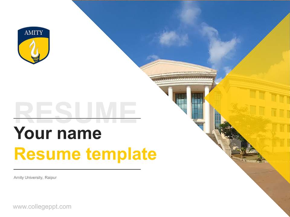 Amity University, Raipur Resume PPT Template4:3 ratio PPT effect preview image5