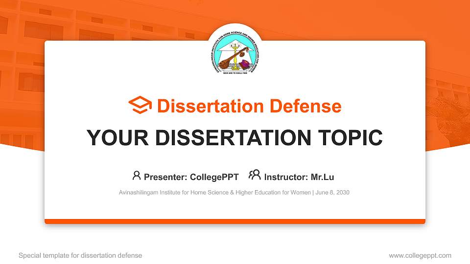 Avinashilingam Institute for Home Science & Higher Education for Women Graduation Thesis Defense PPT Template16:9 ratio PPT effect preview image
