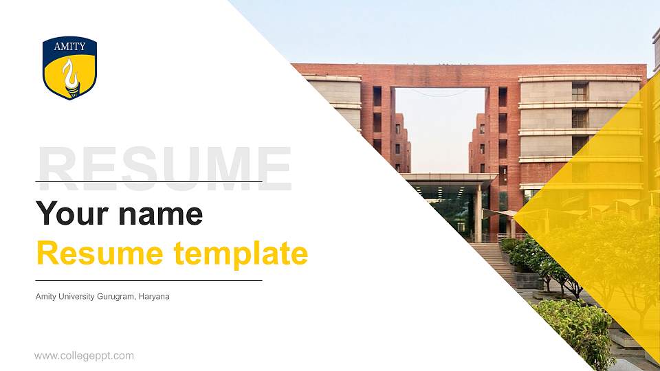 Amity University Gurugram, Haryana Resume PPT Template16:9 ratio PPT effect preview image