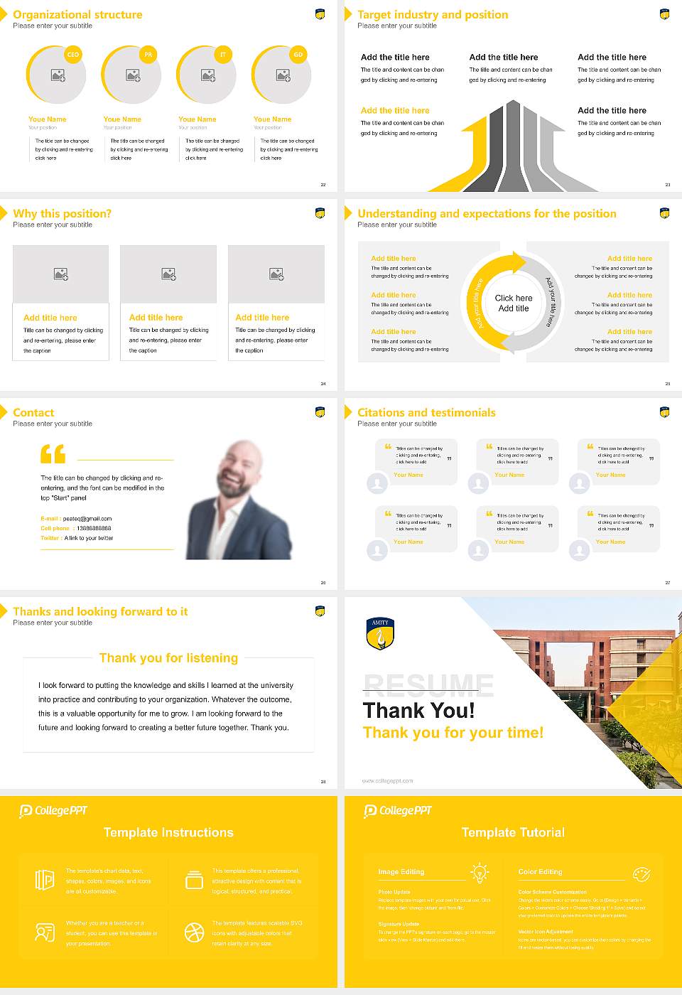 Amity University Gurugram, Haryana Resume PPT Template16:9 ratio PPT effect preview image4
