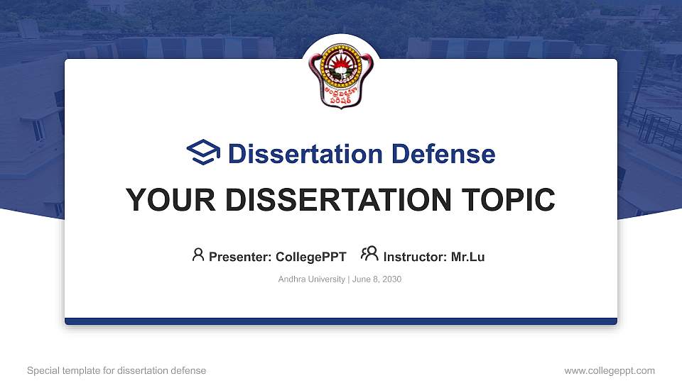 Andhra University Graduation Thesis Defense PPT Template16:9 ratio PPT effect preview image