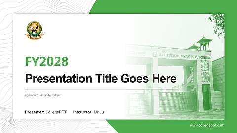 Agriculture University, Jodhpur Academic Presentation/Research Findings Report PPT Template