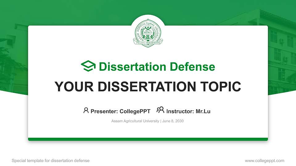 Assam Agricultural University Graduation Thesis Defense PPT Template16:9 ratio PPT effect preview image