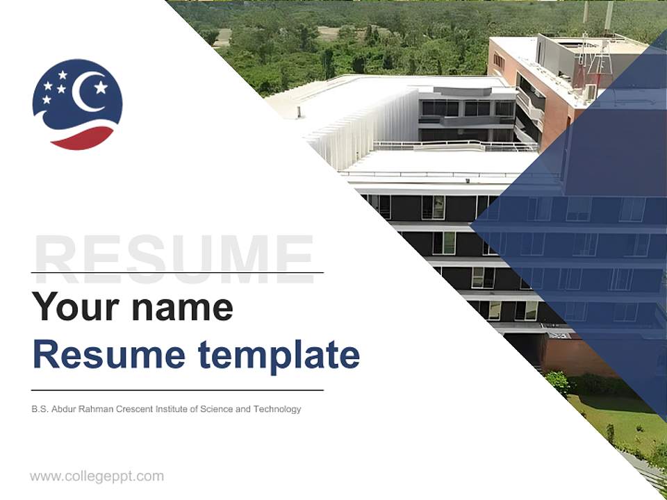 B.S. Abdur Rahman Crescent Institute of Science and Technology Resume PPT Template4:3 ratio PPT effect preview image5