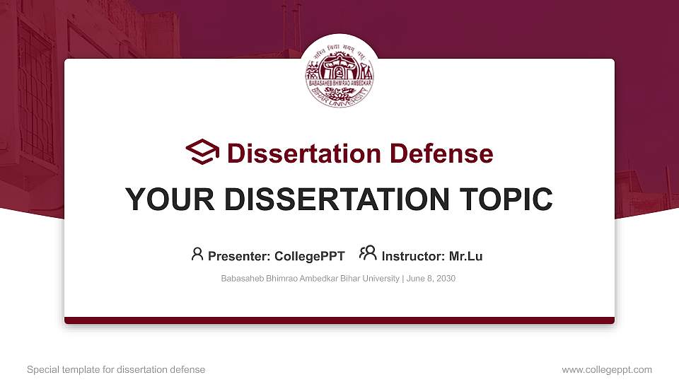Babasaheb Bhimrao Ambedkar Bihar University Graduation Thesis Defense PPT Template16:9 ratio PPT effect preview image