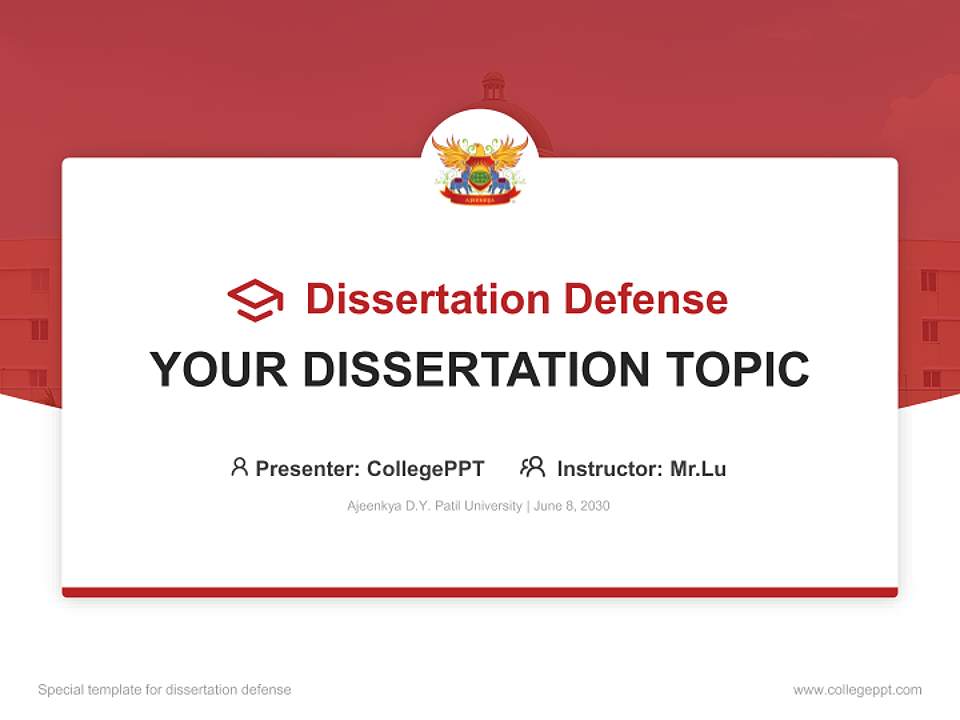Ajeenkya D.Y. Patil University Graduation Thesis Defense PPT Template4:3 ratio PPT effect preview image7