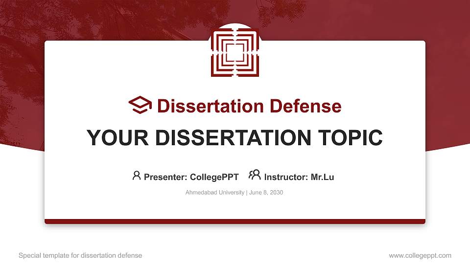 Ahmedabad University Graduation Thesis Defense PPT Template16:9 ratio PPT effect preview image