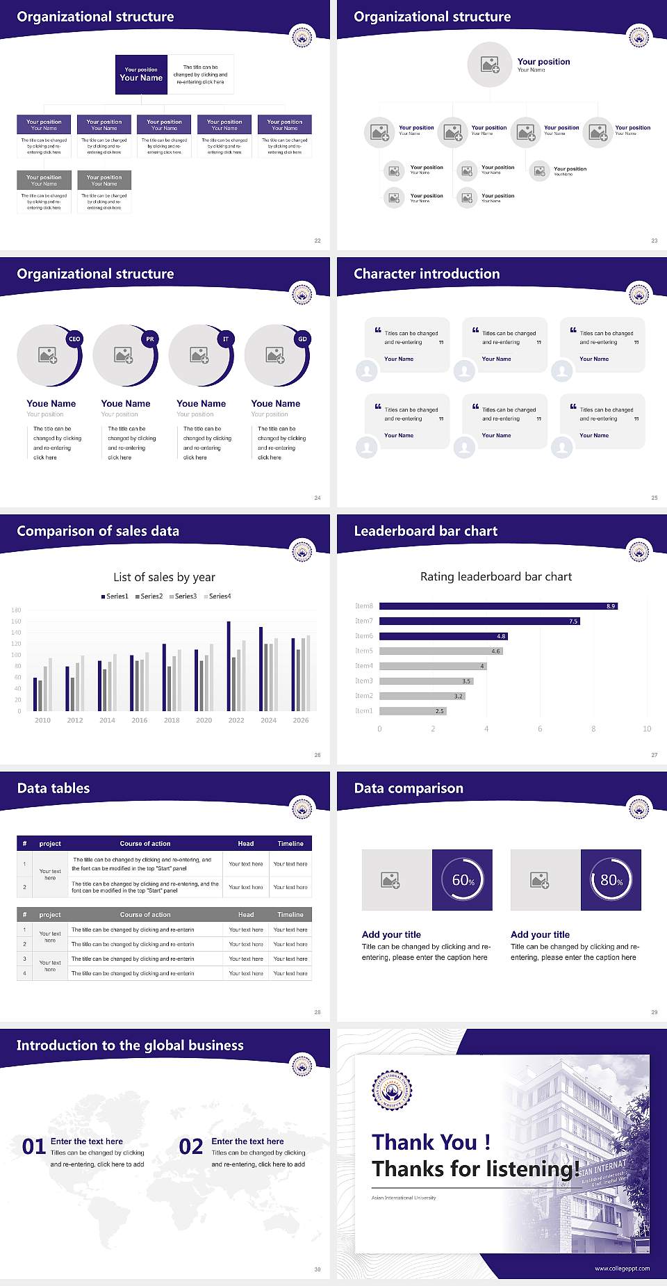 Asian International University Academic Presentation/Research Findings Report PPT Template4:3 ratio PPT effect preview image4