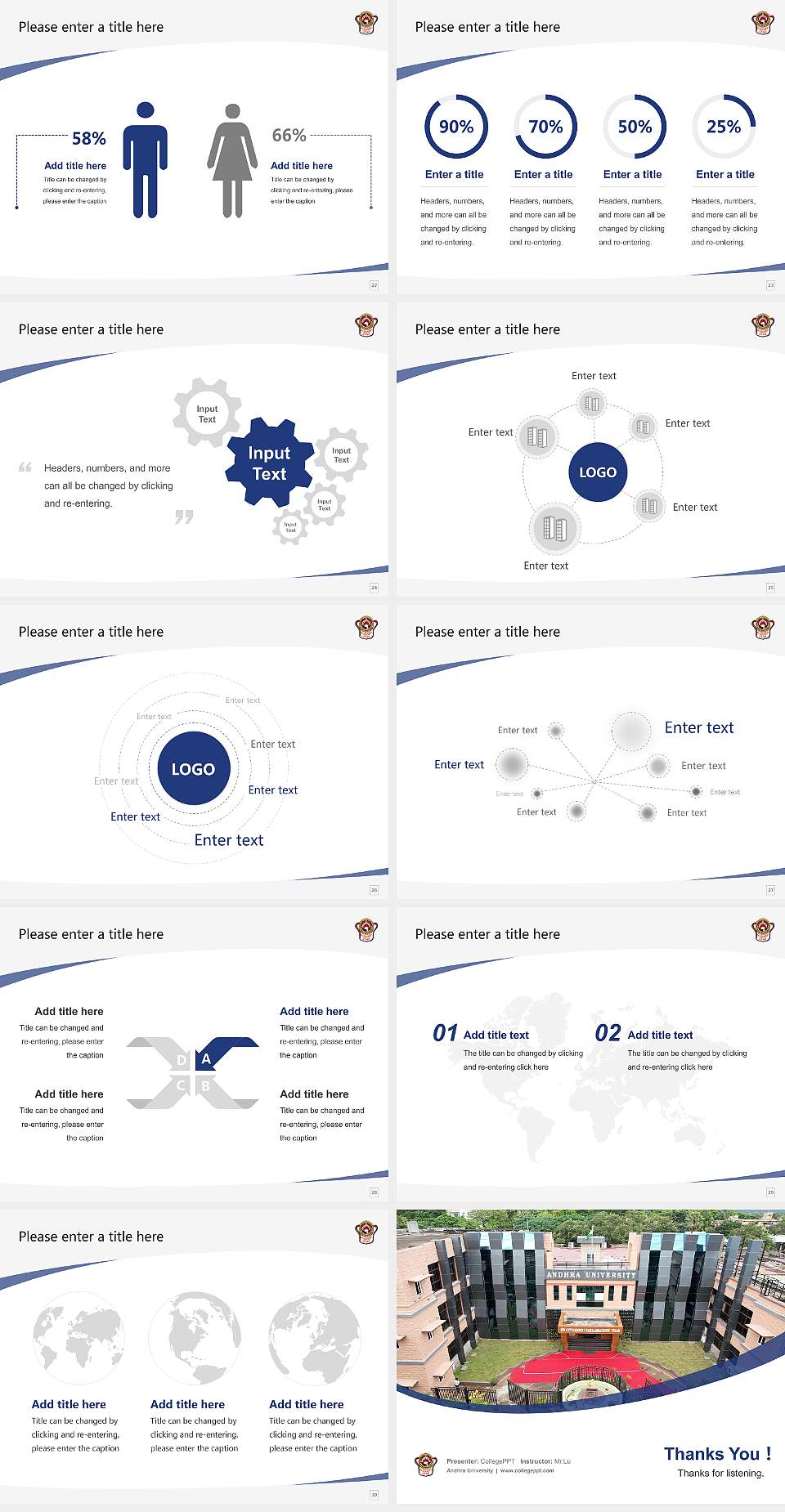 Andhra University Course/Courseware Creation PPT Template4:3 ratio PPT effect preview image4