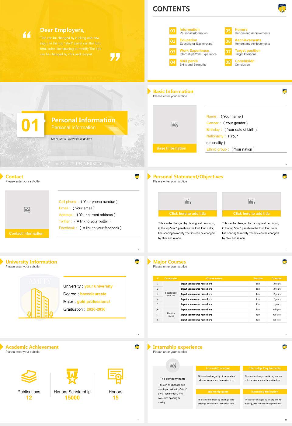 Amity University, Patna Resume PPT Template16:9 ratio PPT effect preview image2