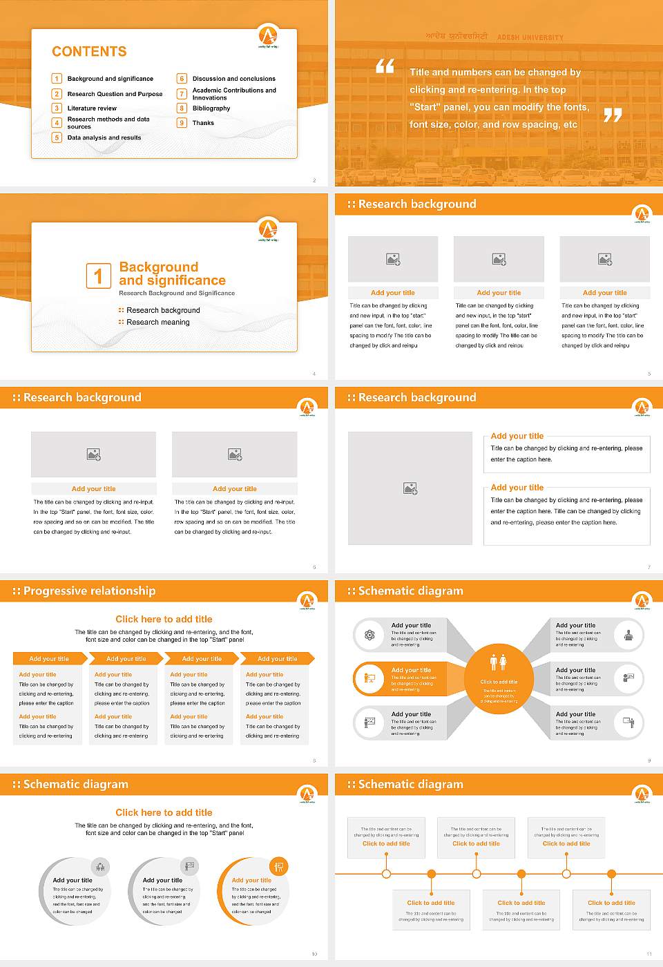 Adesh University Graduation Thesis Defense PPT Template16:9 ratio PPT effect preview image2