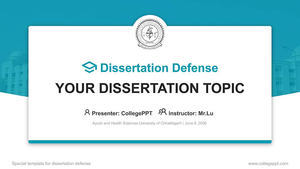 Ayush and Health Sciences University of Chhattisgarh Graduation Thesis Defense PPT Template16:9 ratio PPT effect preview image