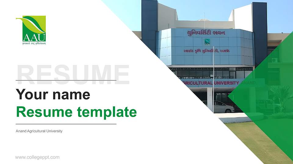 Anand Agricultural University Resume PPT Template16:9 ratio PPT effect preview image