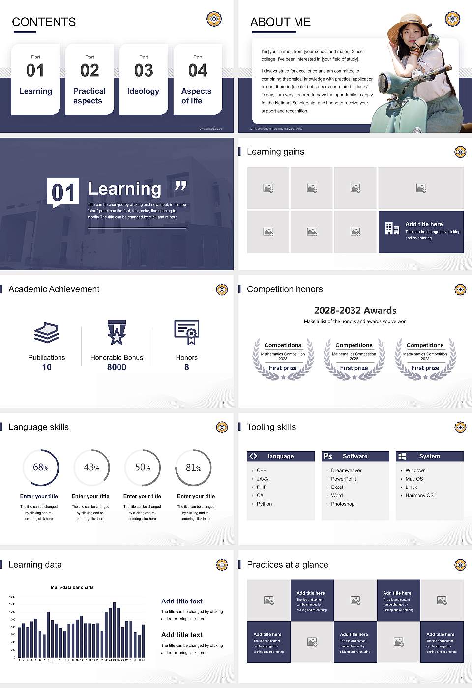 AURO University of Hospitality and Management National Scholarship Defense PPT Template16:9 ratio PPT effect preview image2