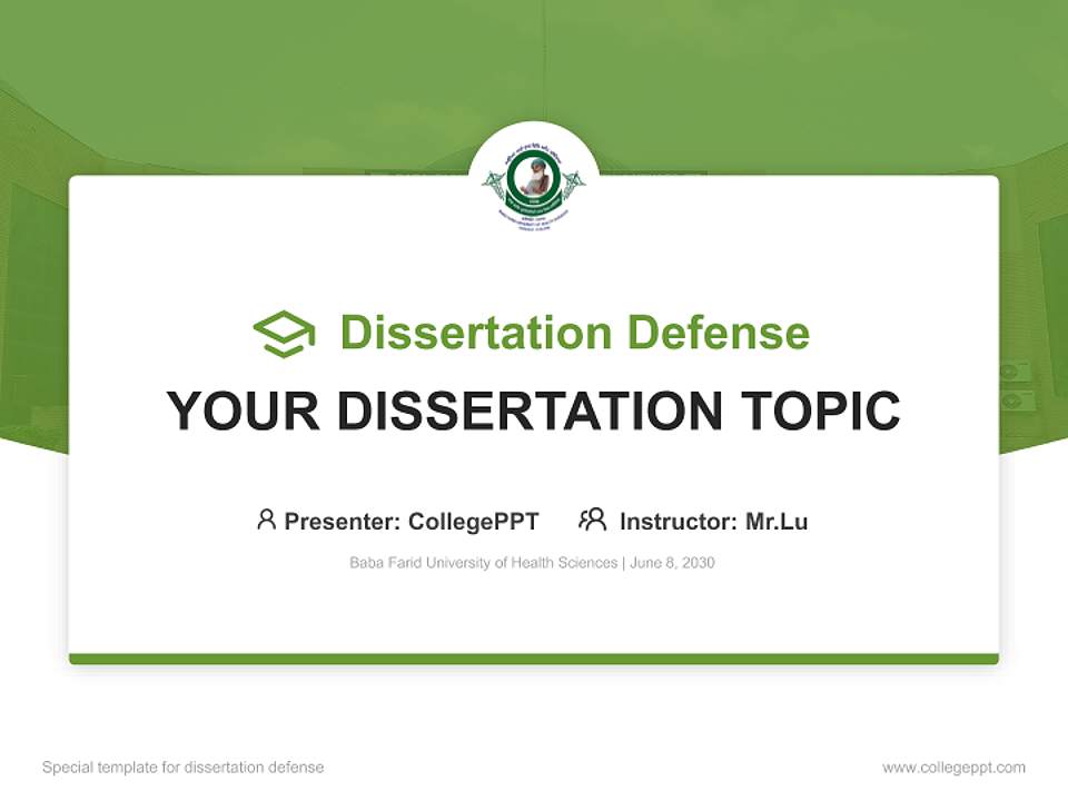 Baba Farid University of Health Sciences Graduation Thesis Defense PPT Template4:3 ratio PPT effect preview image7