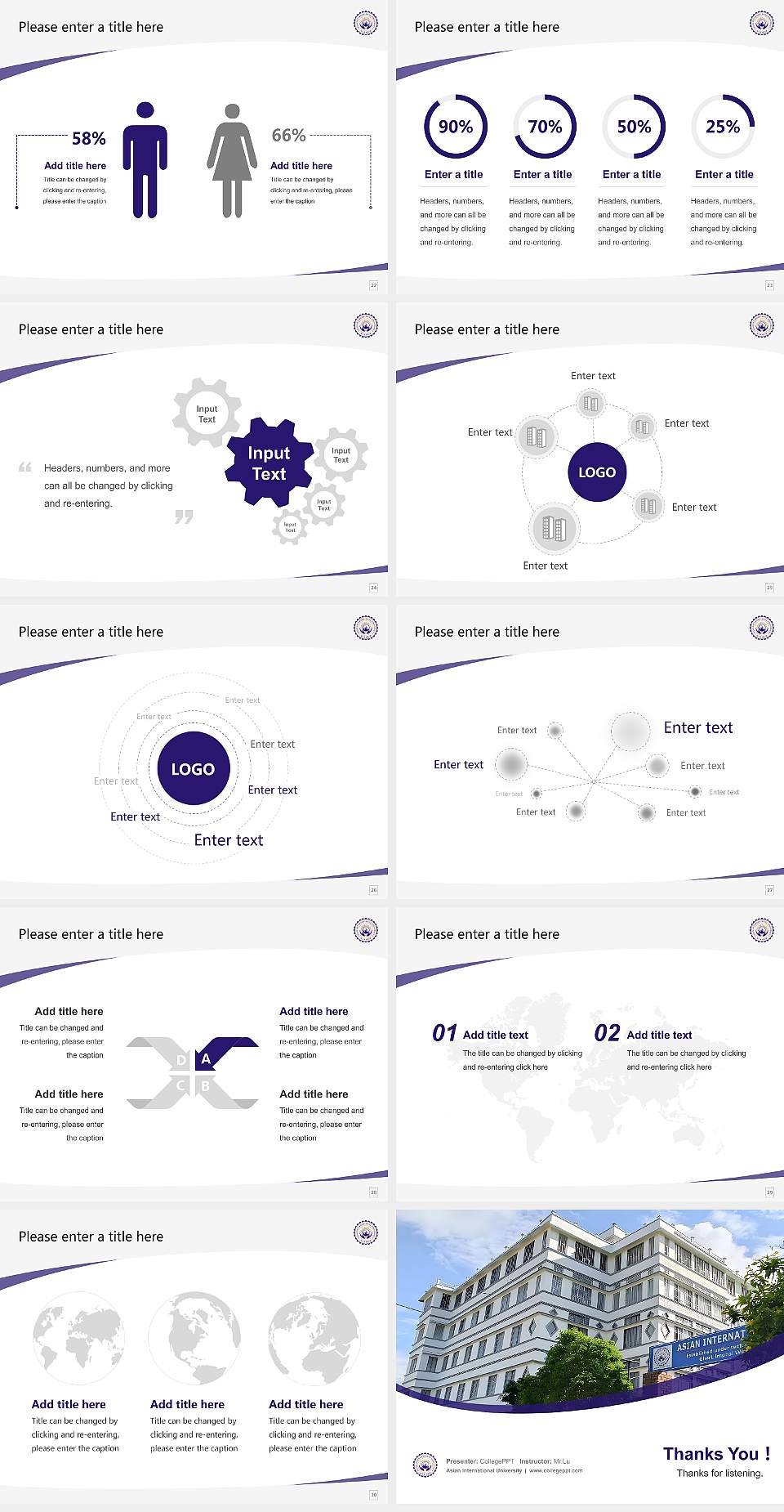 Asian International University Course/Courseware Creation PPT Template4:3 ratio PPT effect preview image4
