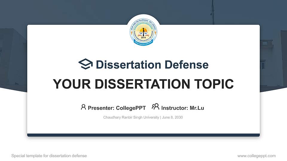 Chaudhary Ranbir Singh University Graduation Thesis Defense PPT Template16:9 ratio PPT effect preview image