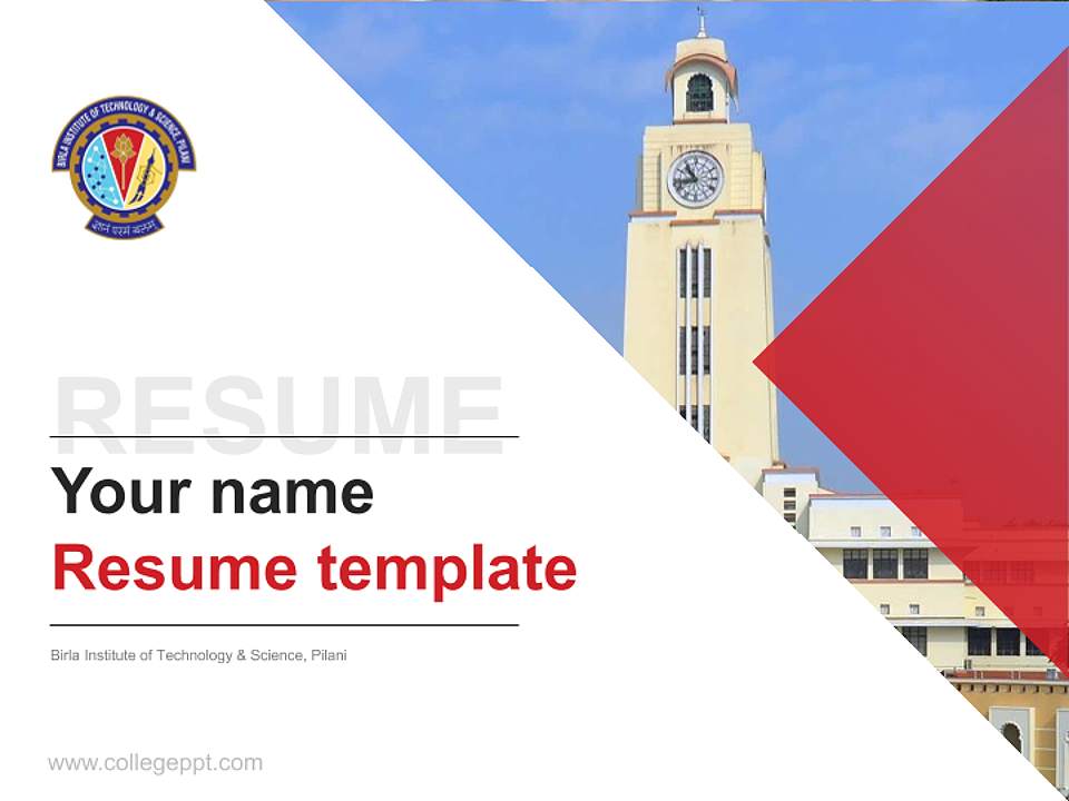 Birla Institute of Technology & Science, Pilani Resume PPT Template4:3 ratio PPT effect preview image5