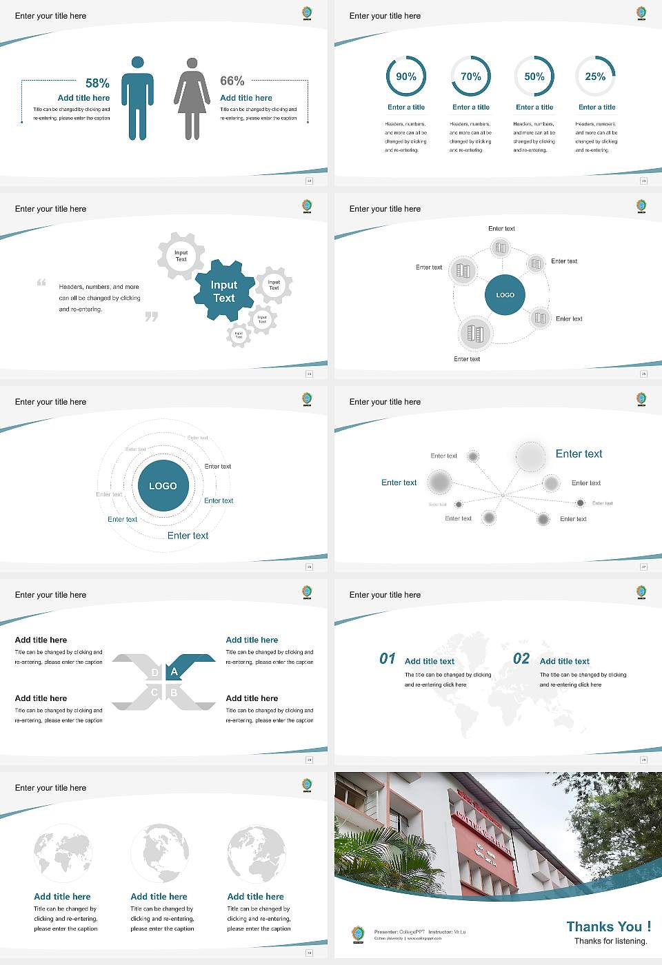 Cotton University Course/Courseware Creation PPT Template16:9 ratio PPT effect preview image4