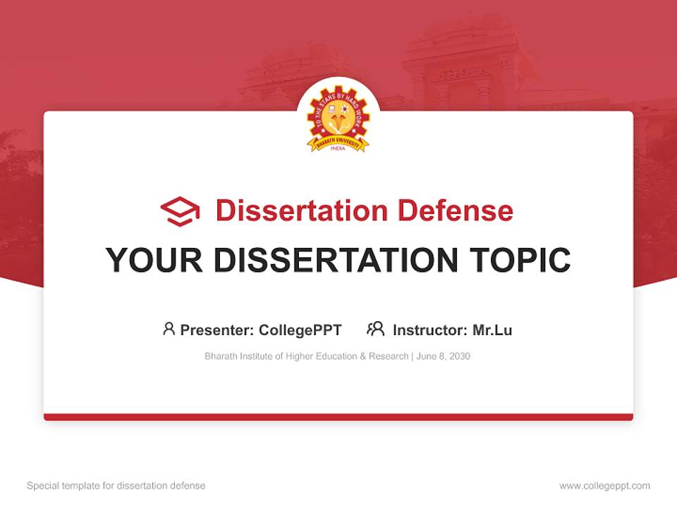 Bharath Institute of Higher Education & Research Graduation Thesis Defense PPT Template4:3 ratio PPT effect preview image7