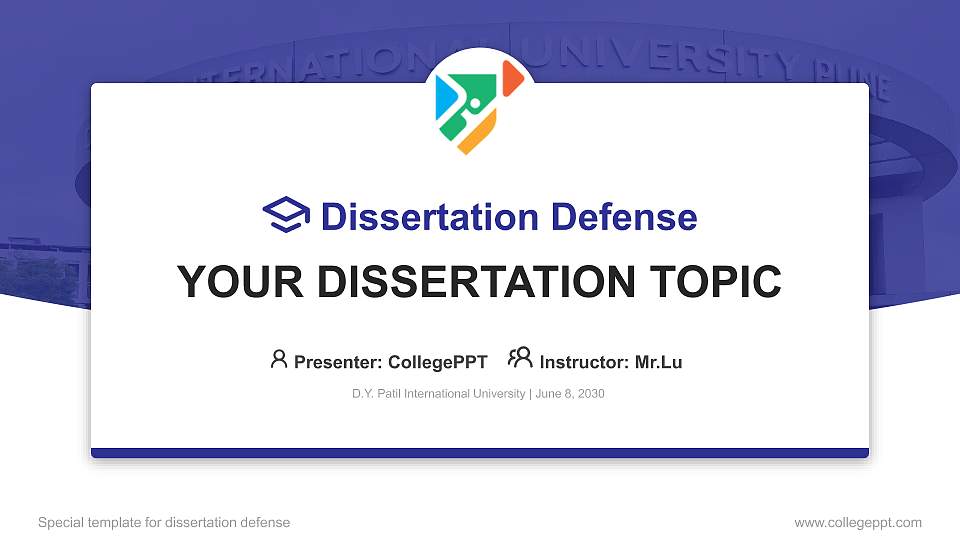 D.Y. Patil International University Graduation Thesis Defense PPT Template16:9 ratio PPT effect preview image