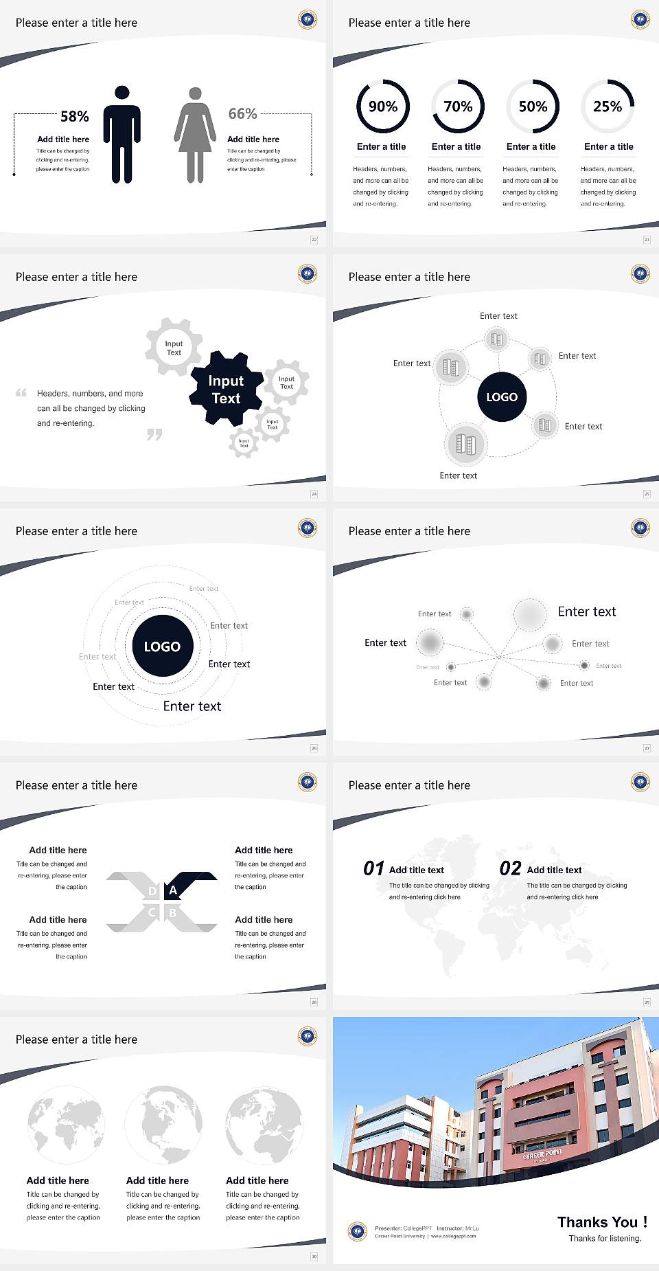 Career Point University Course/Courseware Creation PPT Template4:3 ratio PPT effect preview image4